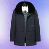 Men's Jackets Down Cotton-padded Jacket Male Dad Winter Plus Velvet Warm Long Coat Hair Removal Collar Male.