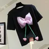 T-shirts pour femmes t-shirts arc love fleur vêtements blancs vêtements d'été lâche rond coule décontracté tout apparition des filles en haut des filles drop del dhr3t