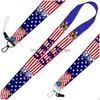 Другое мероприятие вечеринка поставляет американский флаг сотовый телефон Lanyard аксессуары модные длинный прочный брелок ручной веревки доставка домой dhsty