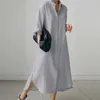 Robes décontractées pour dames surdimensionnées à manches longues robe de chemise avec ourlet asymétrique et style coréen maxi chic