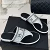 Womens Thongs Sandals Slingbacks Dress Shoe Designer Slippers Chunky Heels With Strass Mules Letter Classic Black Silver Casual Shoe 24ss Summer Outdoor Beach Shoe