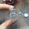 Hänghalsband 20Sets/parti 20 15mm rund kulglas globe med bricka transparent önskar injektionsflaskor smycken fynd charm halsband
