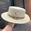 Sun Hat R STRAW Color Belt Accessories Beach Mens and Womens Hats Flat Top Essential for Summer Travel 240320