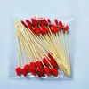 Couverts jetables 50pcs Christmas Bamboo Bamboo Cocktail Picks Cupcake Topper Food Dessert Toothers Sticks Fruit Sticks Fourniture