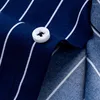 Herren -Casual -Shirts Herren Street Shirt Stripes Marine für Sommer 3/4 Ärmeln Polyester männliche Modekleidung 00519