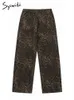 Syiwidii Leopard Print Baggy Jeans für Frauen Retro High Tailled Lose Denimhose Y2K Fashion Hip Hop Streetwear übergroß 240403