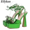 Dress Shoes Fashion Platform Ankle Lace-up Women Sandals Butterfly-knot Open Toe Ladies Wedding Sexy High Heel H240403UCFN