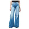 Женские джинсы, летние и осенние брюки с высокой талией, слегка эластичные узкие расклешенные широкие брюки, женские темно-синие