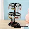 Smyckeslådor Roterande arrangör Plastisplay Stand Rack Clear Dish Holder For Earrings Halsband Armband Pendant Drop Delivery DHSUW