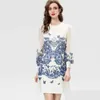 Runway Dresses Womens O Neck Long Lantern Sleeves Beaded Butterflies Fashion Casual Designer Short Vestidos Drop Delivery Apparel Clot Ot45C