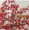 Fleurs décoratives 74 cm Décoration de Noël Simulation de fruits rouges Décor de fleur Garland Arrangement cadeau DIY Berres d'arbre branches