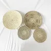 Maty stołowe Dekorowanie koszyków ściennych ręcznie robione kosze 4 szt. Sztuka dekoracyjna płaska taca rustykalna boho hang