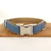 Dog Collars The Blue Jean Collar Leash Set Soft Personalized Dogs Lead With Safety Buckle For Small Medium Large Pitbull