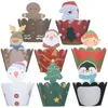 Wegwerpbekers rietjes 1 set vrolijk kerstfeestje cake picks wrappers decoraties ornamenten