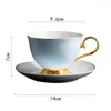 Cups Saucer Grey Pink Blue Marmoring Gold Lack Edge Kaffeetasse und Untertassen Set Sweet Home Office Geschenk Milch Drikware Cup7