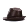 Style Autumn Winter Warm Cowboy 100% Real Cowhide Leather Hats Men Real äkta Cowhide Leather Top Hats Men Fashion Caps 240327