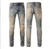 Heren jeans 2024 High street vintage heren jeans inkjet graffiti jeans jeugd slanke gescheurde potloodbroek jeans mannen dupe loe we jeans elastische taille jeans voor vrouwen