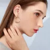 Earrings ORSA JEWELS Authentic 925 Sterling Silver 30MM Women Hoop Earrings Amethyst Spinel Garnet Lapis Circle Earrings Stylish Jewelry