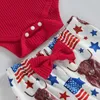 Zestawy odzieży Baby dziewczyna 4 lipca stroje niemowląt urodzone dziewczęta z krótkim rękawem żebrowane romperowe spodnie opaski na głowę