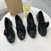 Casual Shoes 2024 Women Loafers Bowtie Slip On Female Boat Black Oxford Patent Leather Zapatos Mujer 8231n