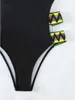 Women's Swimwear 2024 New Sexy One Piece Swimsuit Womens Colorful Elastic Band Swimwear With Built In Bra Pads Shapewear Bikini Bottoms Bikini Y240402