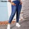 Pantaloni da ricamo floreale più dimensioni jeans