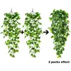 Fleurs décoratives 2 pcs plante artificielle en pot faux ivy vigne suspendue pour le bureau de jardin extérieur du bureau à domicile (pas de paniers)