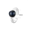 Cluster Rings HOYON's S925 Sterling Silver Natural Round Black Agate Women's Ring Wedding Jewelry Men's Open Gift Belt Certificate