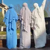 Vêtements ethniques Khimar et Abaya 2 pièces Set Islamic Prayer Garment Femmes Musulman Robe lâche avec poches latérales Hijab deux couches en arrière