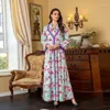 Etnische kleding Saoedi Dubai Spring moslim dameskleding Arabische mode bedrukte strass jurk bescheiden Vestidos Largos