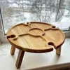 Table de pique-nique pliante en bois, assiettes pour collations de luxe et dégustation de vin, améliorez votre expérience avec le style vintage