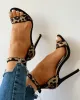 Pompes chaussures de femmes hautes talons quotidiens portes de fête sandales de mode en daim léopard peep talons minces talons minces