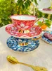 Kopjes Schoteltjes Europese stijl hoogwaardige Bone China Koffiekop En Schotel Set Prachtige Keramische Ijs Vuur Engelse Afternoon Tea