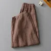 Women's Pants Limiguyue Women Vitnage Linen Plaid Literary Pockets Retro Radish Cotton Trousers Casual Loose Summer E