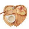 Assiettes plaque de coeur en bois assiette à double dîner servant plateau créatif forme romantique Decor de la Saint-Valentin