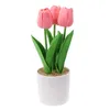 Decorative Flowers Simulation Tulip Pink Yellow Artificial Potted Fake Plastic Plants For Home Desktop Wedding Party Office Decoraction