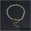 Bracelets de charme Kft 14k Gold plaqué naturel 4 mm Perles de cristal à facettes en pierre Forme de coeur pour les femmes