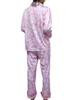 Home Clothing Women'S Long Pajama Set Floral Printed Furry Patchwork Sleeved Button Plush Top With Pants Pajamas Casual Wear