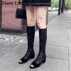 Boots Fashion Peep Toe Knee High Boots Women Lace Mesh High Heels Autumn Shoes Woman Gladiator Sandals Sexy Lady Leisure Long Boots 33