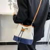 Hobo Simple Casual Practical Hair Canvas Bucket Bag Contrast Color Handbag Tide Texture Temperament One Shoulder Crossbody