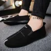 Tofflor nya mode herrar platt skor casual läder loafers en pedal lata skor klänningskor loafers för män plus storlek mocassin homme
