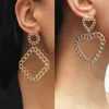 New jewelry geometric hollow heart-shaped chain large earrings for women's high-end feeling cool and indifferent style exaggerated earrings in Europe and America