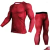 Mens Thermal Underwear 2024 Rashguard MMA Compression Clothing Suit Tops Tees Bas Layer Leggings Men Bodybuilding CrossFit T-shirt Dr Otiea