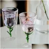 Verres à vin 1 pièce 200 ml en verre rose résistant à la chaleur intérieure rose bleu double mur d'eau lait lait de café