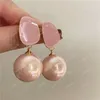 Boucles d'oreilles cerceaux Super immortel français vintage rose et tendre pendante de perle luxe de haute qualité aiguille en argent élégant