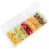 Geschirrssätze Sets Obst -Gemüse -Gewürzbehälter mit Deckel Plastikzutat Box 5 Fächer Seite
