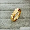 Band Rings Never Fading Classic 6Mm Wide Ring For Men Women 18Kgf Gold Filled Lovers Usa Size272H Drop Delivery Jewelry Dhteg