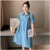 Womens T-Shirt Dress Summer 2021 Large Size Loose Mid-Length Slimming Casual Short-Sleeved Shirt Drop Delivery Apparel Clothing Tops T Dhwdh