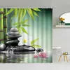 Douchegordijnen Zen Gordijn Aziatische stenen aromatische kaarsenorchidee paarse bamboe spa groen pauw polyester bedrukte stof badkamer decor