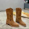 Laarzen IPPEUM Ster Cowboy Dames Halfhoge blokhak Zomermode Cowgirl Botas Westerse schoenen